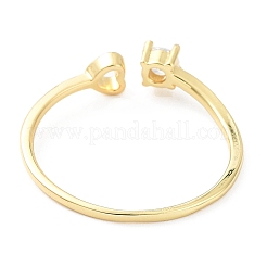 Rack Plating Brass Micro Pave Clear Cubic Zirconia Cuff Rings&nbsp;RJEW-C043-08G