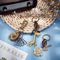 3Pcs 3 Style Retro Braided Cowhide Keychain&nbsp;KEYC-AR0001-30