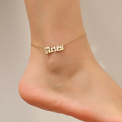304 Stainless Steel Constellation Word Link Chain Anklets for Women&nbsp;FS-WG5BE8C-02