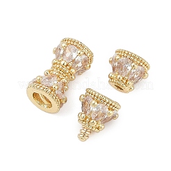Brass Micro Pave Clear Cubic Zirconia Screw Clasps&nbsp;KK-H202-02A-G