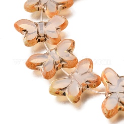 Picasso Baking Paint & Golden Metal Enlaced Glass Beads Strands&nbsp;GL-CBA98F0-02E