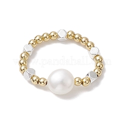 Brass Beads & Synthetic Hematite Beads Elastic Rings for Women&nbsp;RJEW-JR00806