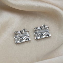 Geometric Wave 304 Stainless Steel Stud Earrings for Women&nbsp;WQ3857-2