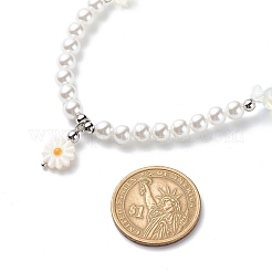 Plastic Pearl Daisy Pendant Dangle Earrings & Stretch Bracelet & Pendant Necklace&nbsp;SJEW-JS01256
