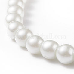 Glass Pearl Round Beaded Necklace for Men Women&nbsp;X-NJEW-JN03923-01