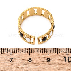 304 Stainless Steel Enamel Oval Hollow Cuff Rings&nbsp;RJEW-D306-26G