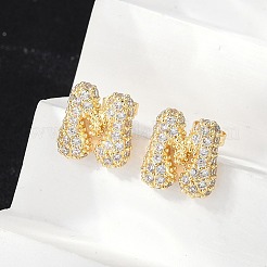Brass Micro Pave Cubic Zirconia Stud Earrings&nbsp;EJEW-Z091-04G-M