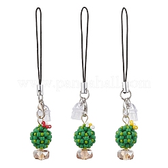 Christmas Theme Glass Seed & PVC Mobile Dustproof Plugs Pendant Decorations&nbsp;HJEW-MZ00338