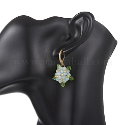 Valentine's Day Flower Natural Malaysian Jade & Glass Seed Beaded Leverback Earrings&nbsp;EJEW-MZ00700-03