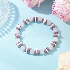 3Pcs Round Natural White Jade & Amazonite & Dyed Malaysia Jade Beads Stretch Bracelets&nbsp;BJEW-JB11818
