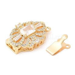 Brass Micro Pave Clear Cubic Zirconia Box Clasps&nbsp;KK-E052-01E-G01