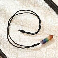 Chakra Double Terminal Pointed Bullet Shaped Stone Pendant Necklaces&nbsp;NJEW-Z060-01