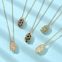 Mixed Natural Gemstone Bullet Pendant Necklaces&nbsp;NJEW-JN04549