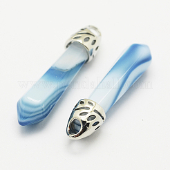 Dyed Bullet Natural Agate Pointed Pendants&nbsp;G-E332-C01