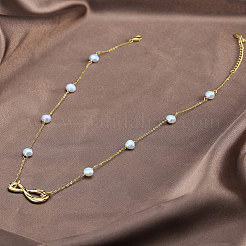 925 Sterling Silver with Natural Pearl Beads Necklaces&nbsp;NJEW-Z030-04G