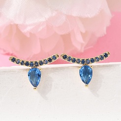 Brass Micro Pave Cubic Zirconia Stud Earrings&nbsp;EJEW-G471-14G