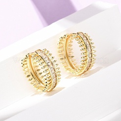 Brass Micro Pave Clear Cubic Zirconia Hoop Earrings&nbsp;EJEW-D351-09G