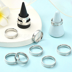 18Pcs 6 Styles 201 Stainless Steel Grooved Finger Ring Settings&nbsp;RJEW-SC0001-30P