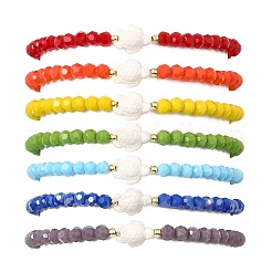 7Pcs 7 Colors Opaque Glass  & Synthetic Non-magnetic Hematite & Turquoise Beaded Stretch Bracelets Sets for Women&nbsp;BJEW-JB13946