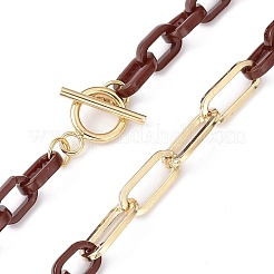Opaque Cellulose Acetate(Resin) & Iron Paperclip Chains Necklaces&nbsp;NJEW-JN02991-03