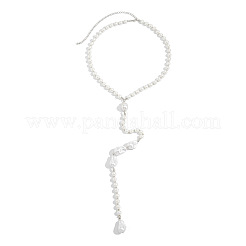 Imitation Pearl & CCB Teardrop Wedding Bridal Backdrop Necklaces for Backless Dress&nbsp;WG70975-01