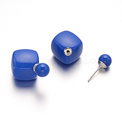 Double-side Acrylic Cube & Round Ear Studs&nbsp;EJEW-O033-01