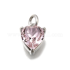 Heart Brass with Glass Charms&nbsp;KK-G525-07P