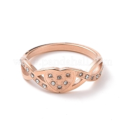 Crystal Rhinestone Infinity with Heart Finger Ring&nbsp;RJEW-D120-12RG