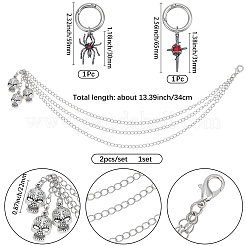 4Pcs 3 Styles Brass Boot Strap Chains & Alloy Siam Rhinestone Shoes Charms Sets&nbsp;HJEW-BM0001-12