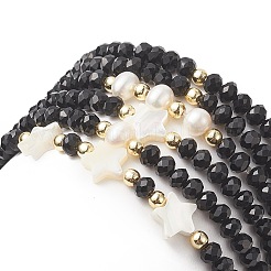 6Pcs 6 Style Natural Shell & Glass Star & Round Beaded Stretch Bracelets Set for Women&nbsp;BJEW-JB09945-02