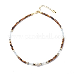 Natural Mixed Gemstone & Pearl & Opalite Beaded Necklace for Women&nbsp;NJEW-JN03977