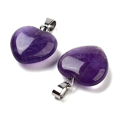 Natural Amethyst Charms&nbsp;HEAR-PW0001-057-37