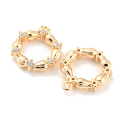 Brass Micro Pave Cubic Zirconia Pendants&nbsp;KK-E090-21G