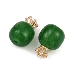 Dyed Natural White Jade Barrel Beads with Brass Crown&nbsp;KK-Z122-02KCG
