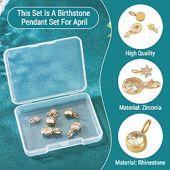 4Pcs 2 Styles Brass Micro Pave Cubic Zirconia & 2Pcs Stainless Steel Rhinestone Pendants Findings Kits&nbsp;FIND-TA0010-18