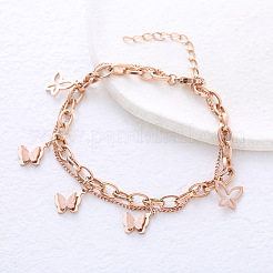 European style double-layer matte butterfly bracelet for women titanium steel fashion simple design&nbsp;XJ2407