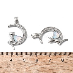Brass Micro Pave Cubic Zirconia with Glass Pendants&nbsp;KK-Z103-07P-02
