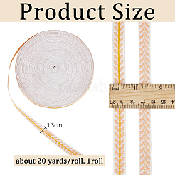 20 Yards Ethnic Style Embroidery Polyester Leaf Ribbons&nbsp;OCOR-WH0070-109A
