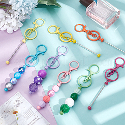 40Pcs 10 Colors Iron Bar Beadable Keychain for Jewelry Making DIY Crafts&nbsp;KEYC-NB0001-85