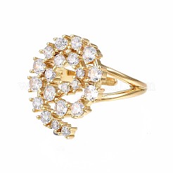 Real 18K Gold Plated Brass Hollow Flat Round Cuff Ring&nbsp;RJEW-S045-129-NF