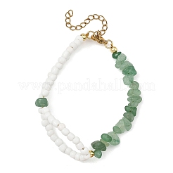 Natural Green Aventurine Chip Beads & Glass Seed Beads Beaded Bracelets for Women&nbsp;BJEW-JB14137-01