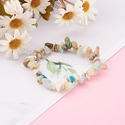 Chips Natural Blue Opal Beaded Stretch Bracelets&nbsp;BJEW-JB05990