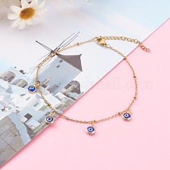 Evil Eye Lampwork Charm Anklets&nbsp;AJEW-AN00421-02