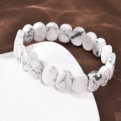 Natural Howlite Faceted Beaded Stretch Bracelets for Women&nbsp;BJEW-K251-07S