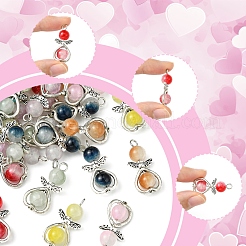 40Pcs 8 Colors Angel Glass Pendants. with Alloy Findings&nbsp;PALLOY-FS00027