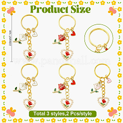 6Pcs 2 Colors Flower Alloy Enamel Keychain&nbsp;KEYC-YW00247