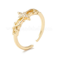 Clear Cubic Zirconia Star Cuff Ring&nbsp;RJEW-K235-01G