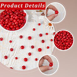 Spray Painted/Dyed Round Natural Schima Wood Beads&nbsp;WOOD-PA0001-79