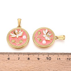 304 Stainless Steel & Enamel & ABS Imitation Pearl Pendants&nbsp;STAS-T072-87B-G