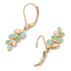 Leaf 304 Stainless Steel Enamel Leverback Earrings&nbsp;EJEW-JE06261